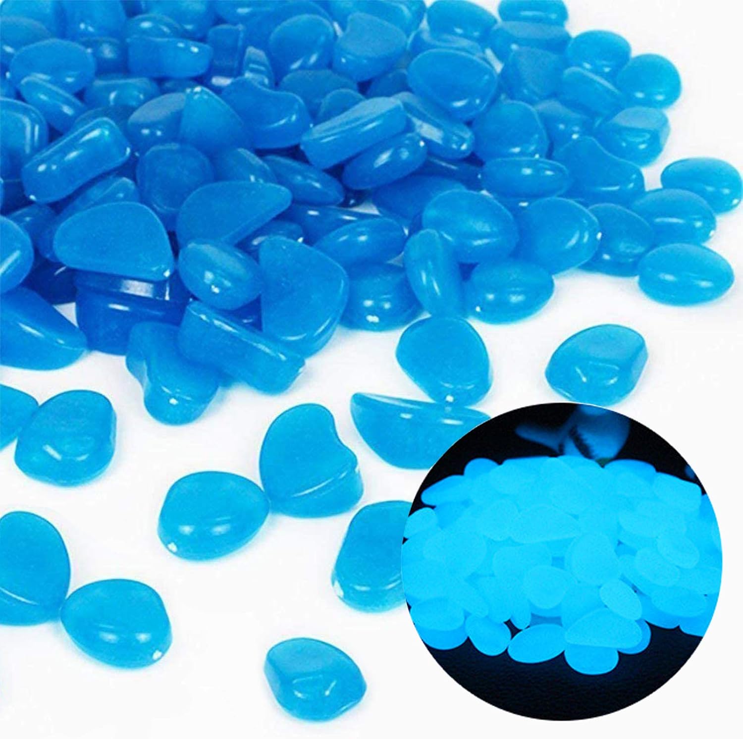 Aquarium Planted - Fish Tank Rocks Glow Blue Pebbles
