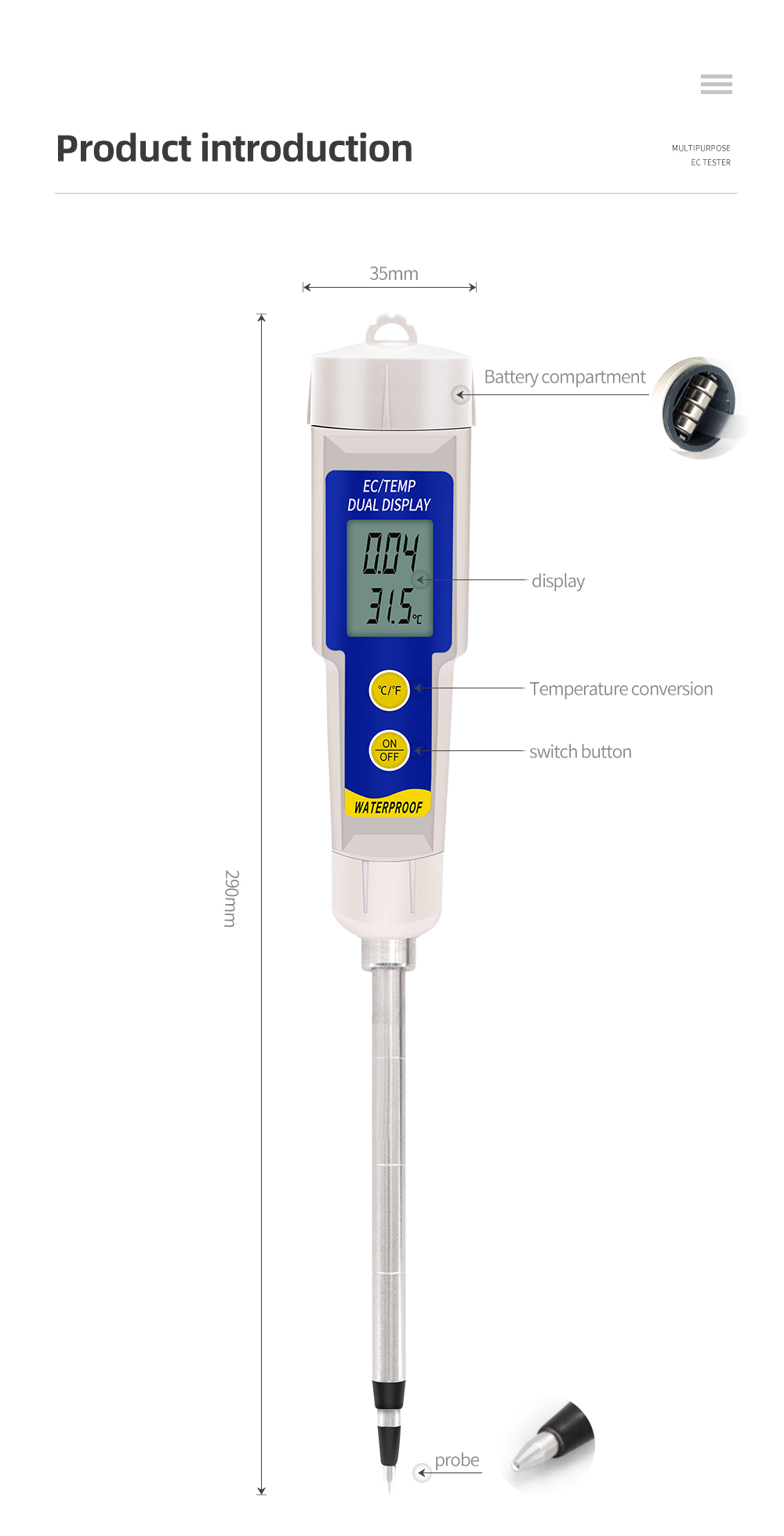 EC-315 2 in 1 Soil EC Tester M - огляд і ціна Aquarium Plant Lab